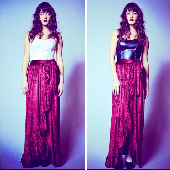 Free People x Misile Burgundy Velvet Wrap Skirt - Picture 12 of 12